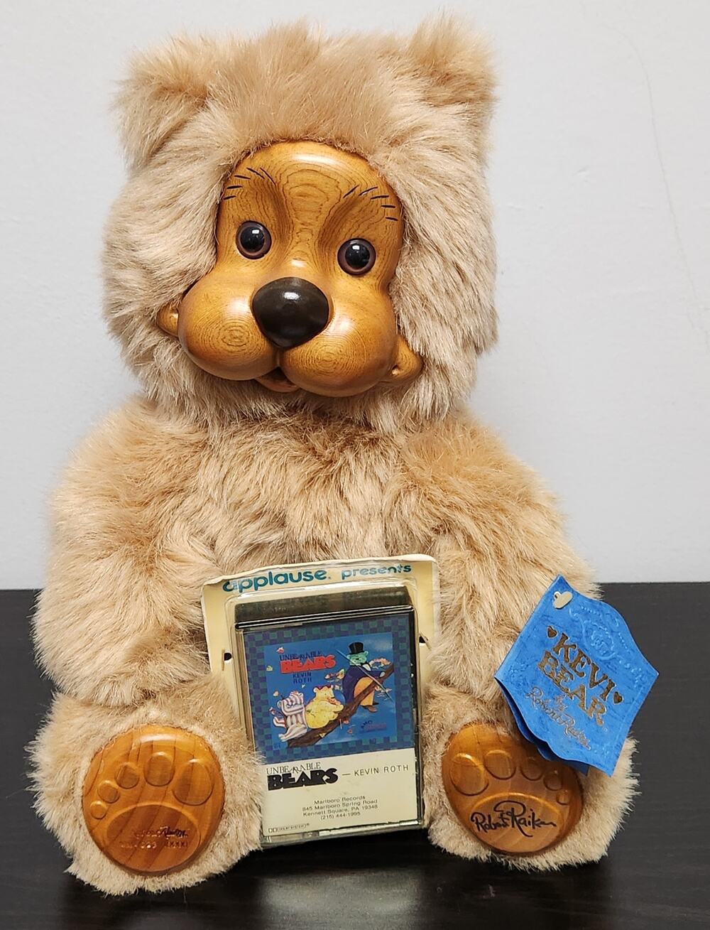 Vintage Robert Raikes Original 17019 Kevi Bear Wooden Face Doll w/ Tags& Signed